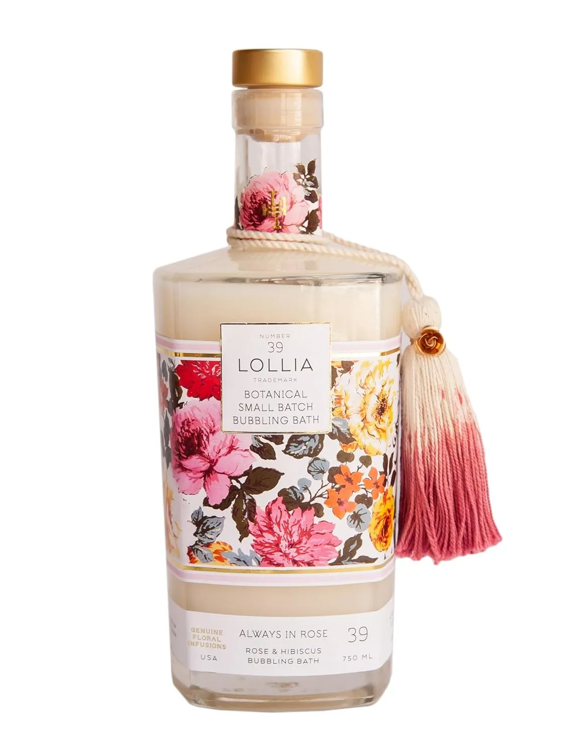 Lollia Always in Rose Bubble Bath, 25 fl. oz. – Rose & Hibiscus Scent – Soothing & Moisture-Rich Bubble Bath, Hydrating Ingredients, Enchanting Floral Bubble Bath for Women