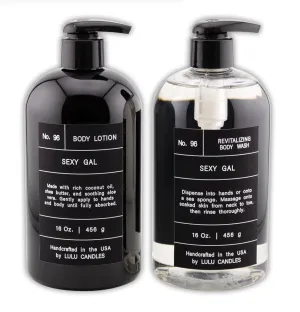 Lulu Candles, Sexy Gal - Sandalwood Rose, Revitalizing Body Wash & Nourishing Body Lotion, 2-Piece Set, Full Size - 16 Fl Oz.
