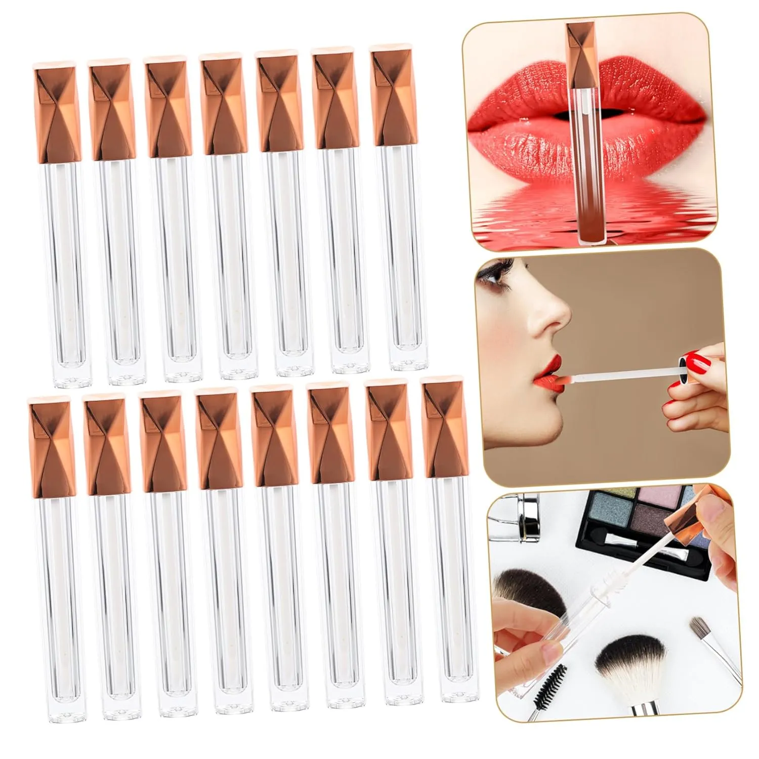 MAGICLULU 15pcs 5ml Empty Lip Gloss Tubes with Rose Caps Reusable Containers for DIY Lip Oil and Gloss Making Bulk Hydrating Lip Gloss Bottles