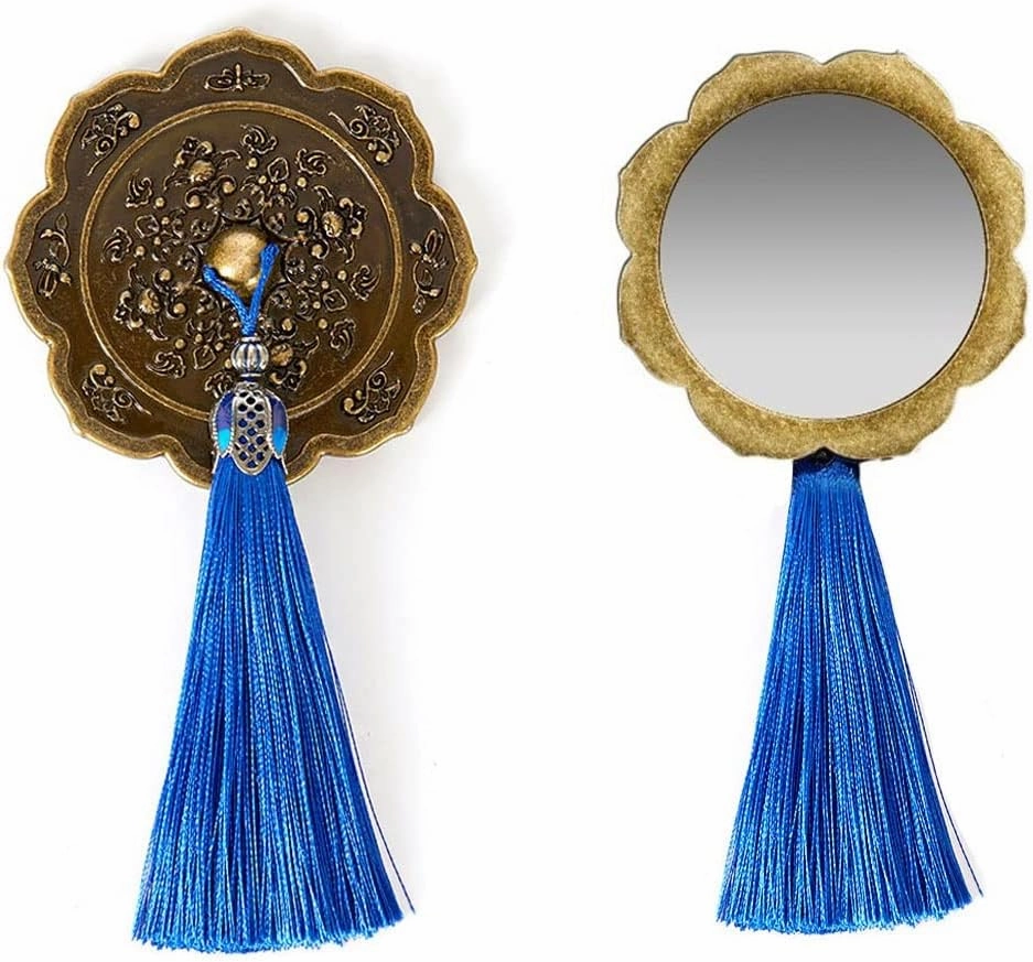 Make Up Mirror Portable Handheld Makeup Mirror Chinese Style Retro Makeup Mirror Ladies Portable High Definition Makeup Mirror Mirror for Desk