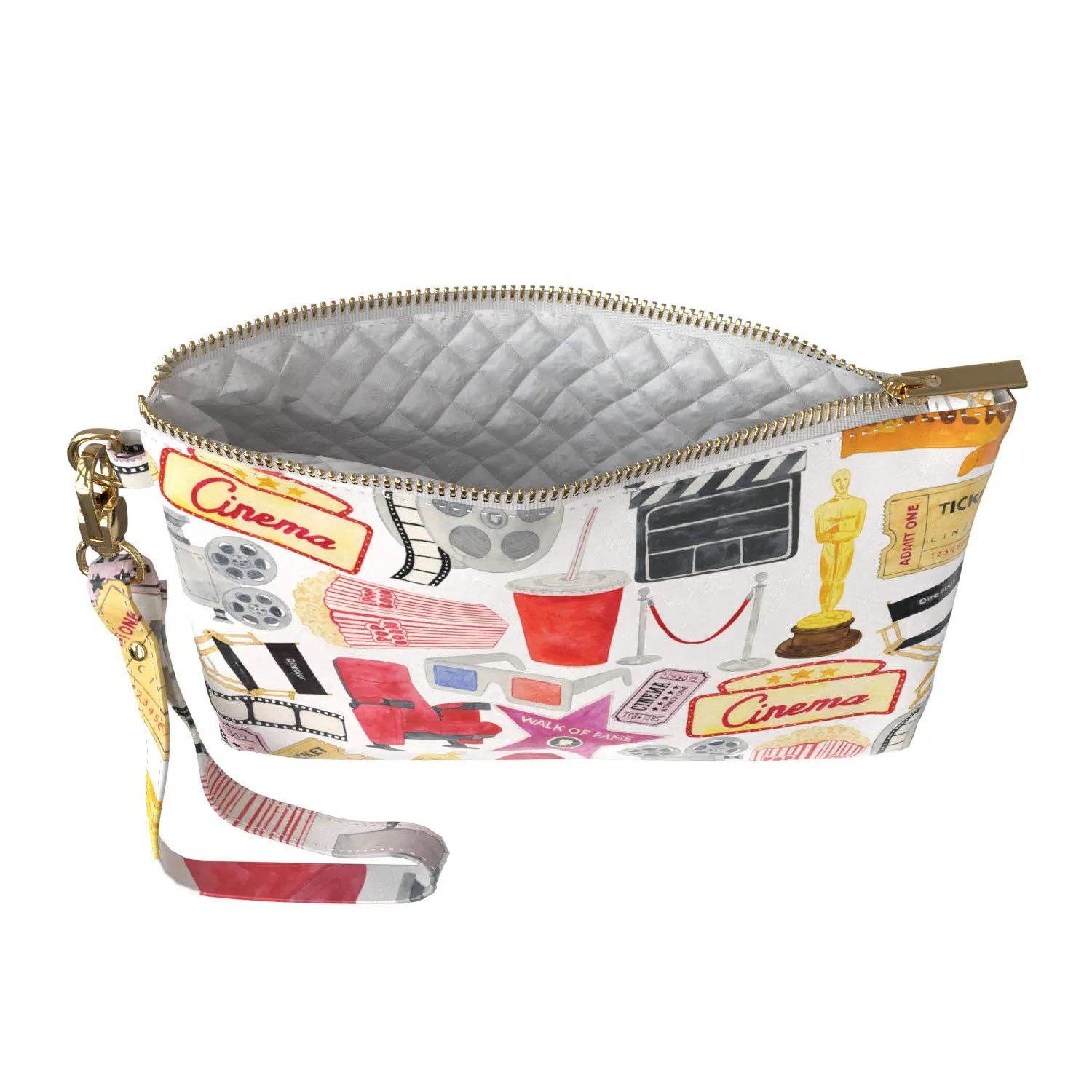 Makeup Bag 9.5 x 6 inch 3d Portable Organizer Design Storage Nice Print PU Leather Toiletry Zipper Travel Case Cinema Strap Accessories Cute Cosmetic Movie Purse Pouch Oscar Funny Walk of Fame