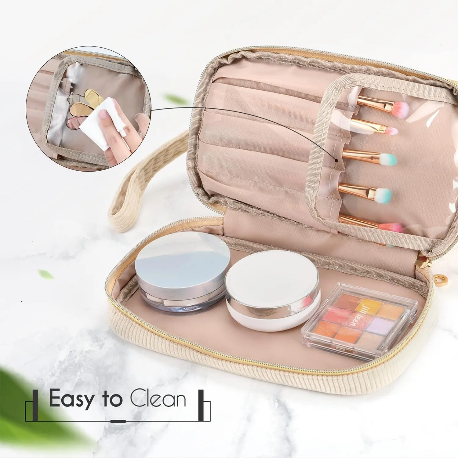 Makeup Bag for Girls Gift, Personalized Graduation Gifts Initial Women Makeup Bag for Travel, Teacher Appreciation Gifts Preppy Make up Bag Cosmetic Bag 18th Birthday Gifts for Teen Girl Trendy - D