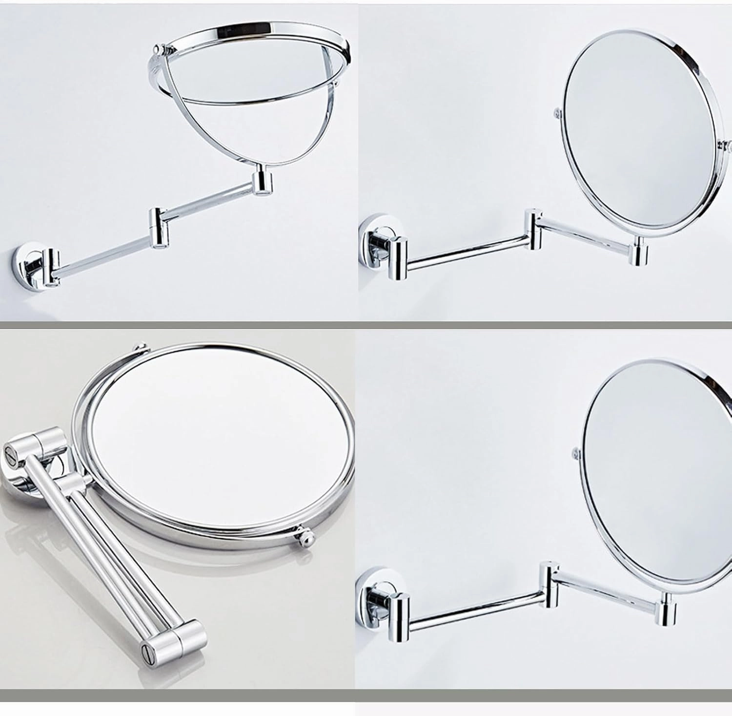 Makeup Mirror Wall Mounted Extra Long Arm, Magnifying Mirror Wall Mounted Adjustable, Cosmetic Vanity Mirror Magnification Double Sided, 360° Swivel Extend and Fold Bathroom Shaving Mirror