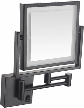 Makeup Mirror with Light, 8" Square Black Shaving Mirror Wall-Mounted 3X Magnifying Mirror Anti-Fog HD Extendable Mirror 360° Swivel Vanity Mirror with Lights, Charge by USB