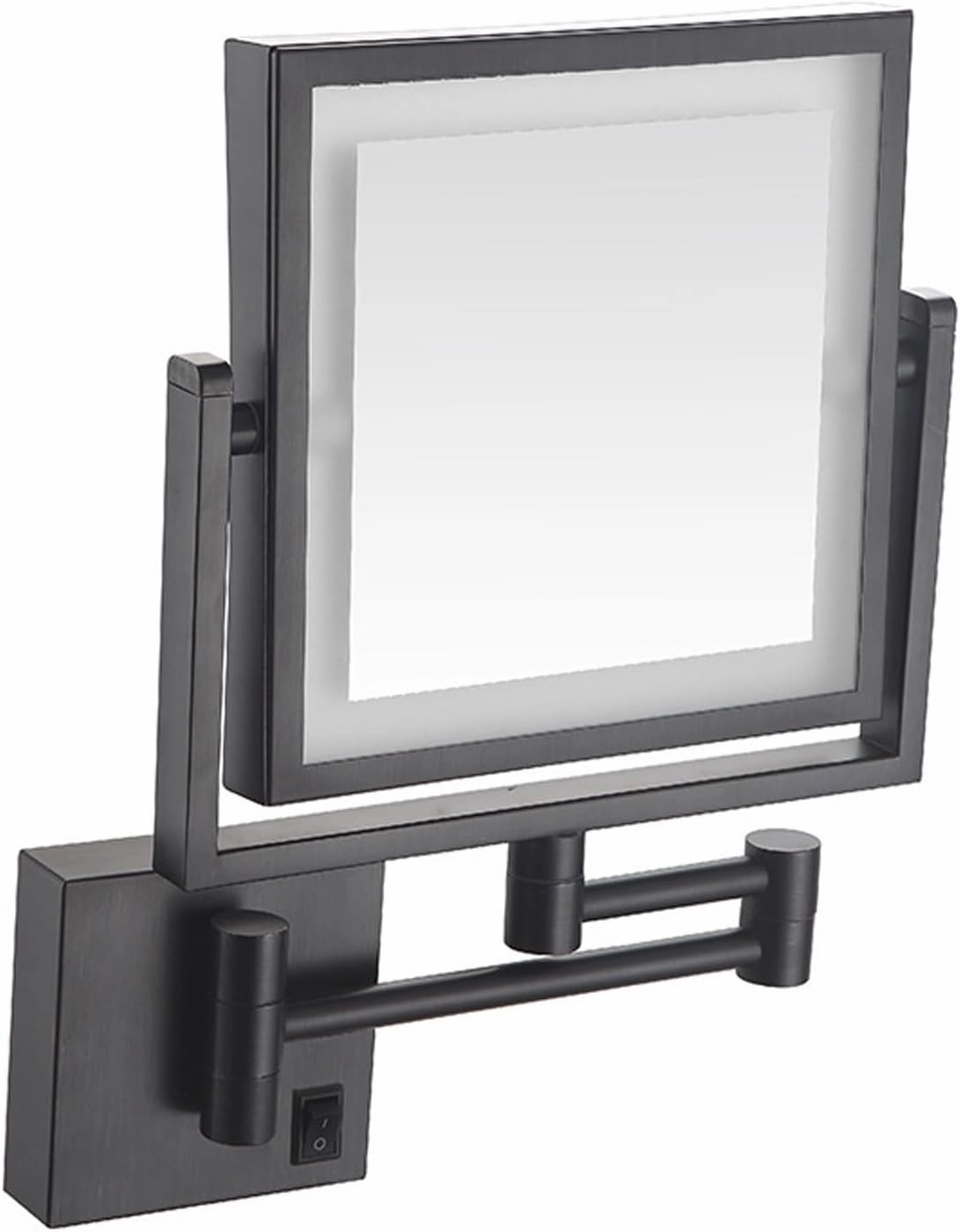 Makeup Mirror with Light, 8" Square Black Shaving Mirror Wall-Mounted 3X Magnifying Mirror Anti-Fog HD Extendable Mirror 360° Swivel Vanity Mirror with Lights, Charge by USB