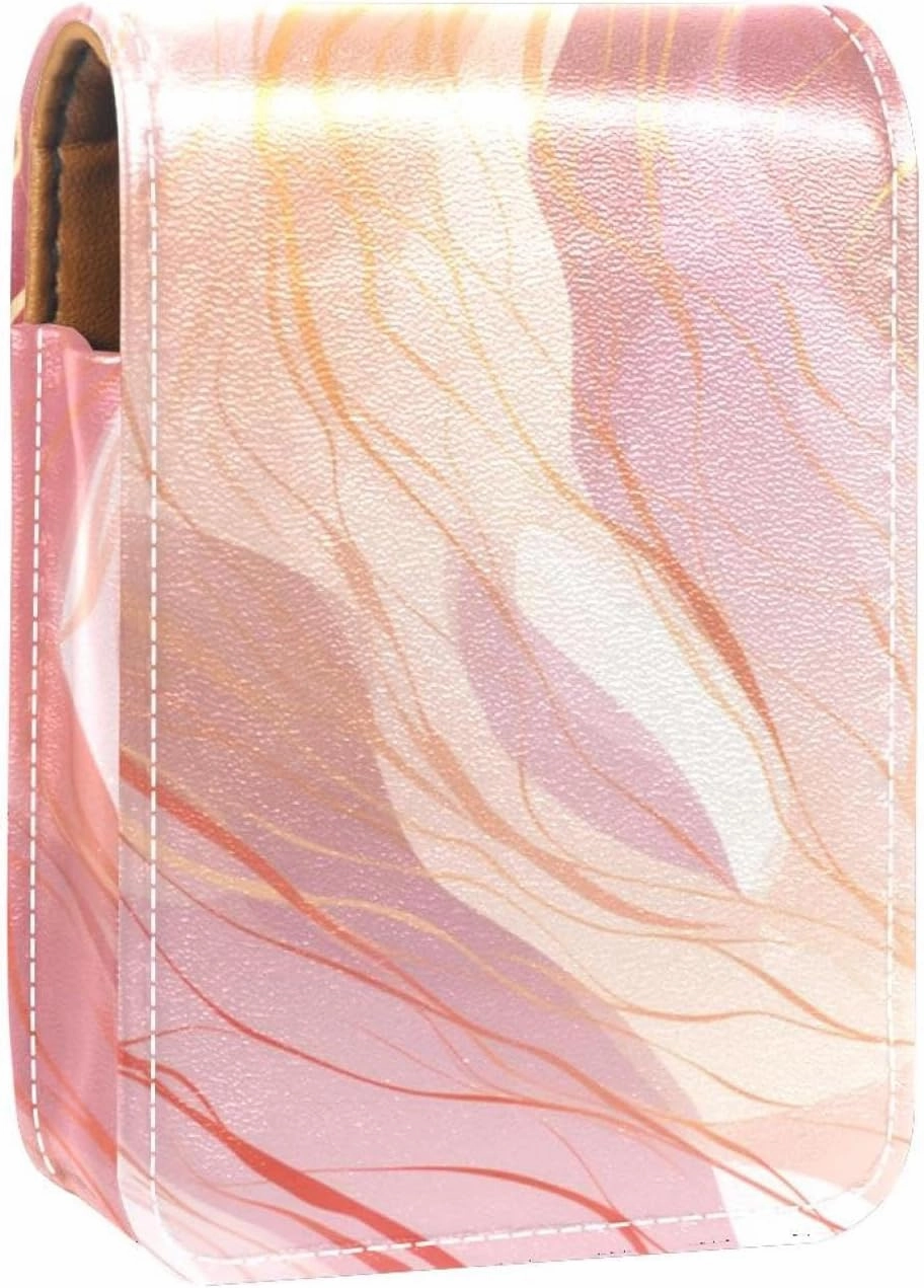 Makeup Organizer,Makeup Lipstick Case for Outside Mini Bag Travel Cosmetic Pouch,Abstract Marble Print Rose Gold