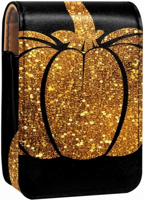 Makeup Organizer,Makeup Lipstick Case for Outside Mini Bag Travel Cosmetic Pouch,Background with Gold Pumpkin