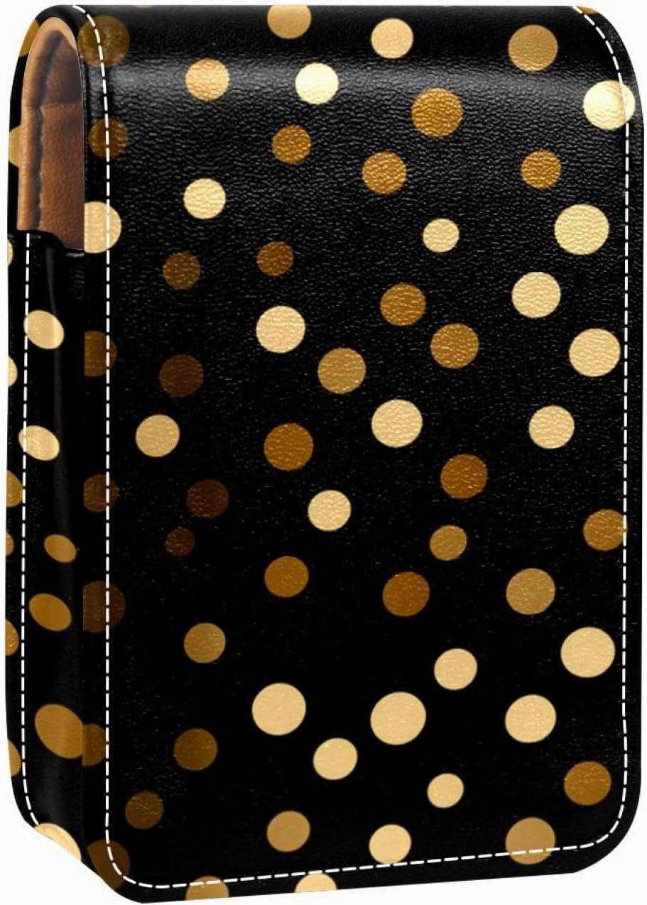 Makeup Organizer,Makeup Lipstick Case for Outside Mini Bag Travel Cosmetic Pouch,Black and Gold
