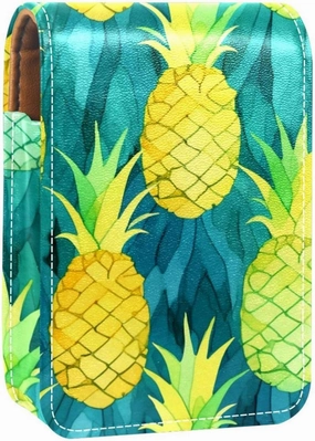 Makeup Organizer,Makeup Lipstick Case for Outside Mini Bag Travel Cosmetic Pouch,Floral Gold Fruit Pineapple