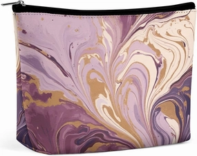 Makeup Pouch Cosmetic Bag Lipstick Pouch Zipper Pouch Purple And Gold Marble Printed Organizer Portable Toiletry Bag Accessories