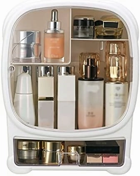 Makeup Storage Box Cosmetic Storage Box Display Rack Large Capacity Finishing Desktop Lipstick Dressing Table Bathroom Skin Care Product Rack Cosmetic Storage Box (Color : Gold)