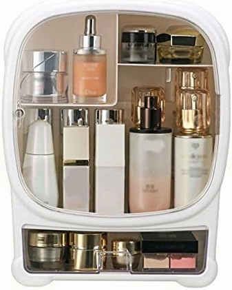 Makeup Storage Box Cosmetic Storage Box Display Rack Large Capacity Finishing Desktop Lipstick Dressing Table Bathroom Skin Care Product Rack Cosmetic Storage Box (Color : Gold)