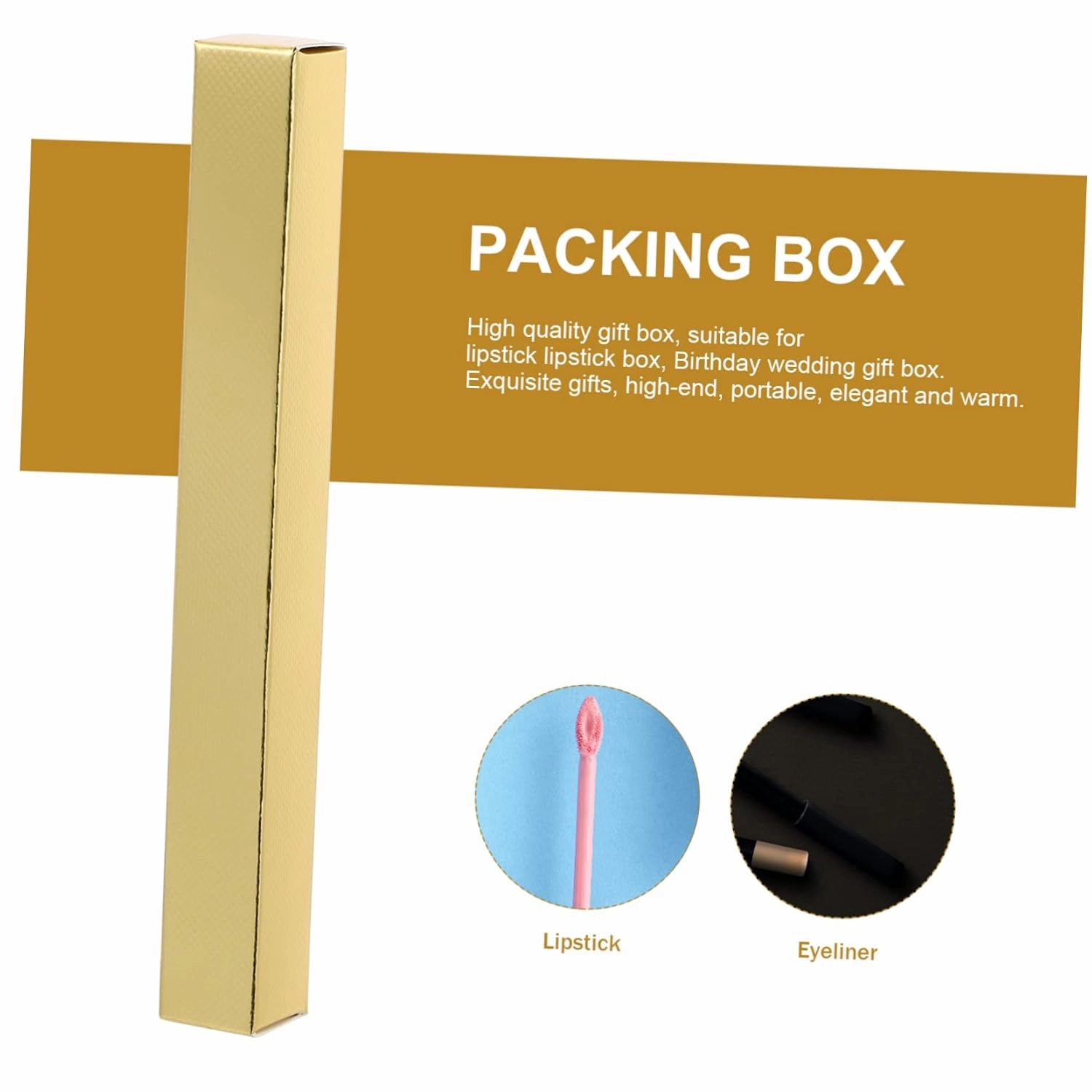MERRYHAPY 50pcs Boxes Lip Gloss Box Lipstick Box Diy Package Case Lip Balm Case Lipstick Packaging Container Lip Balm Packaging Eyeliner Case Lipstick Case Sample Tube Box Gold Card