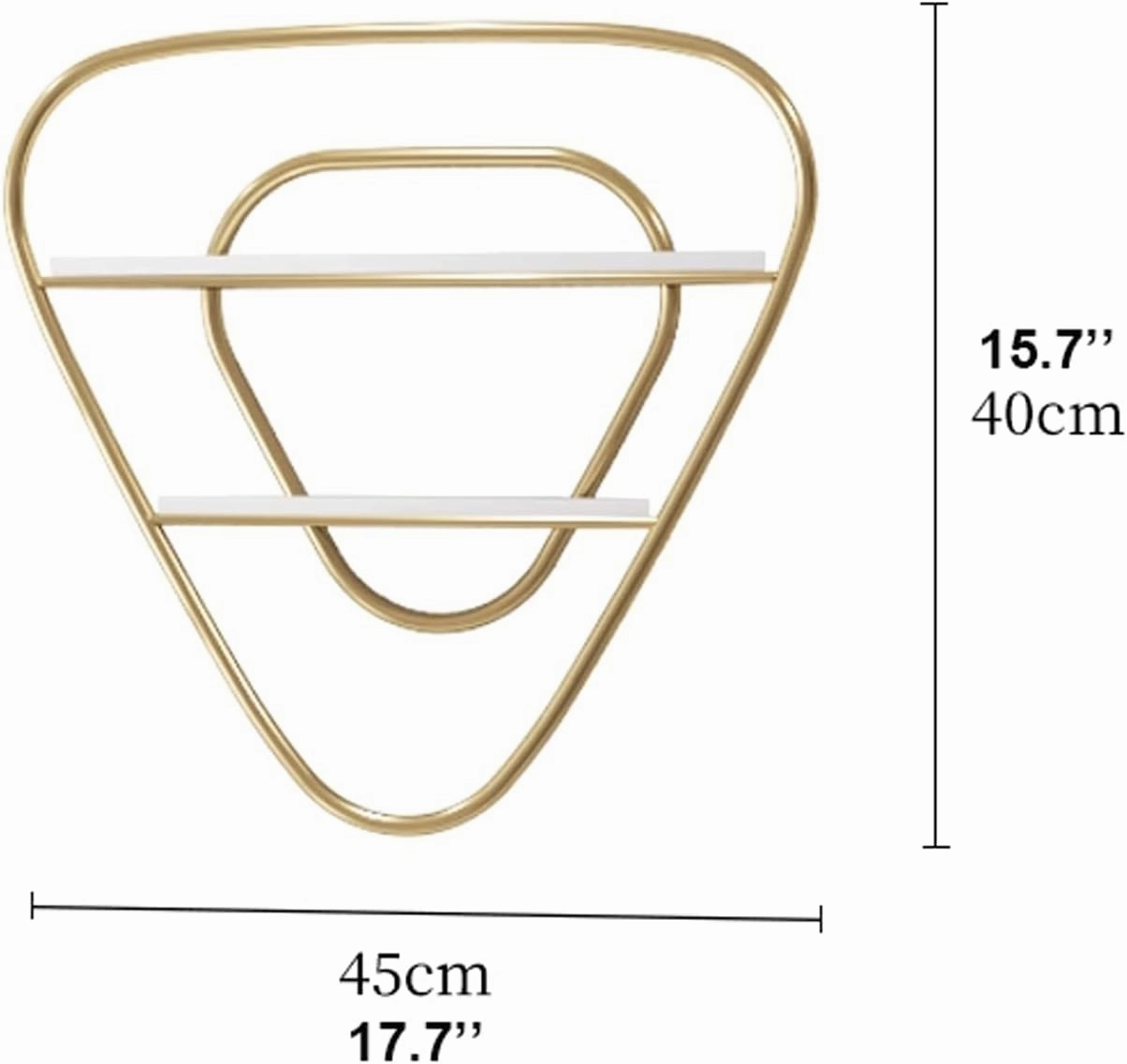 Metal Nail Polish Wall Rack Gold Triangle Display Rack Modern Makeups Lipstick Perfume Wall Shelf Cosmetic Display Shelves for Home Spa Salon