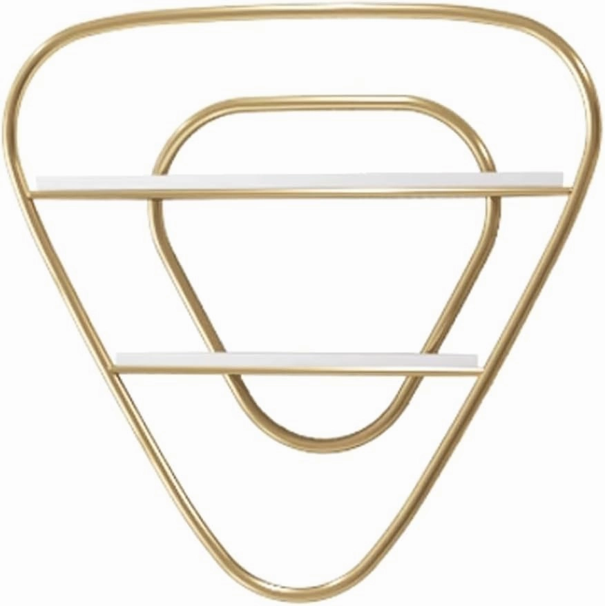 Metal Nail Polish Wall Rack Gold Triangle Display Rack Modern Makeups Lipstick Perfume Wall Shelf Cosmetic Display Shelves for Home Spa Salon