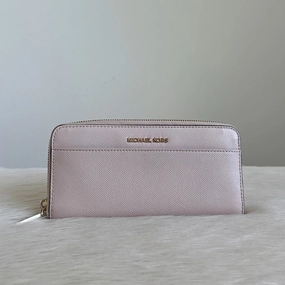Michael Kors Blush Pink Leather Front Logo Long Wallet