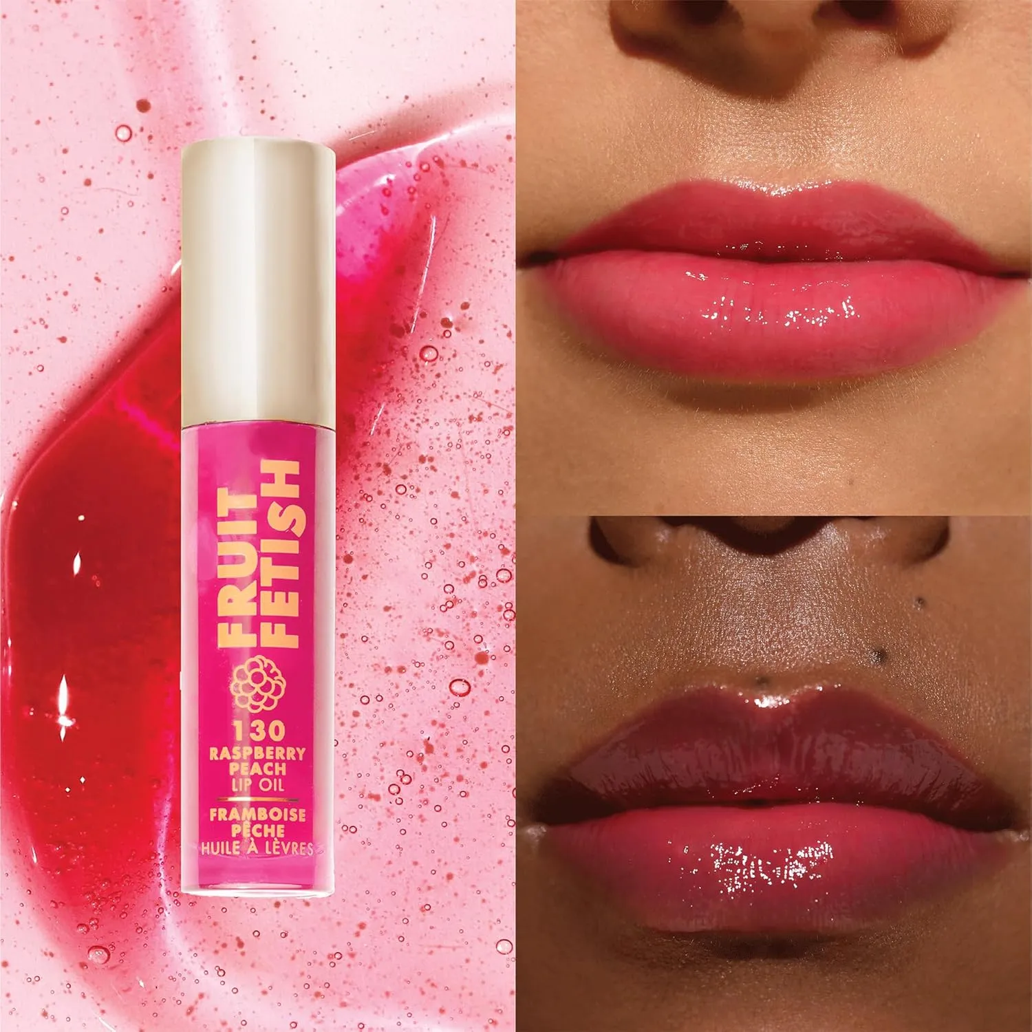 Milani Fruit Fetish Lip Oil Bundle with Vitamin E for Instant Hydration, Fruit Extract Infused Lip Treatment and Moisturizing Lip Gloss - Raspberry Peach   Strawberry Melon, 2pk
