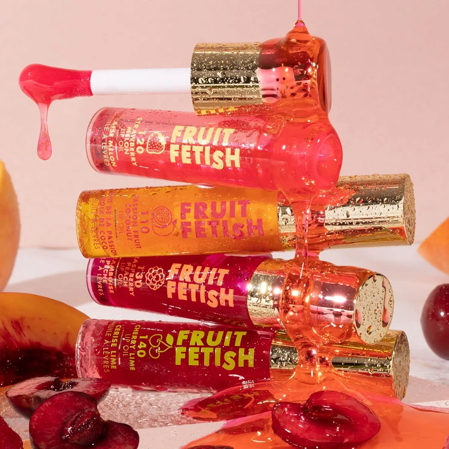 Milani Fruit Fetish Lip Oil Bundle with Vitamin E for Instant Hydration, Fruit Extract Infused Lip Treatment and Moisturizing Lip Gloss - Raspberry Peach   Strawberry Melon, 2pk