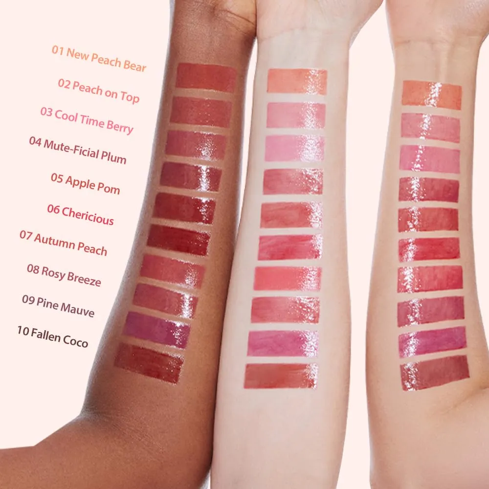 MILKTOUCH Jelly Lip Glow Tint - Hydrating Lip Gloss with Long-Lasting Moisture, Lip Stain, Lightweight, Radiant Shine, Perfect for Daily Use, Valentines Gifts, Korean Lip Oil (01 New Peach Bear)