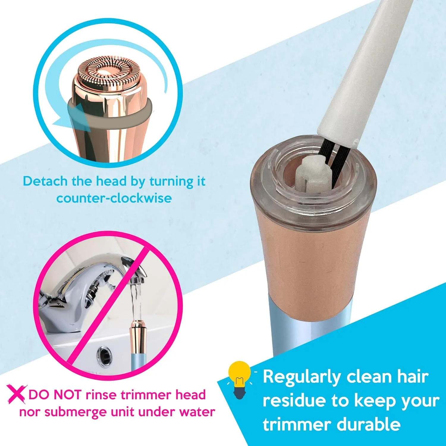 Mini Portable Facial Hair, Lips and Chin Remover Trimmer for Women, Facial Painless Epilator Pen, 18K gold-plated 13mm hypoallergenic rotary head. 360° LED light for Instant and Painless Hair Remover