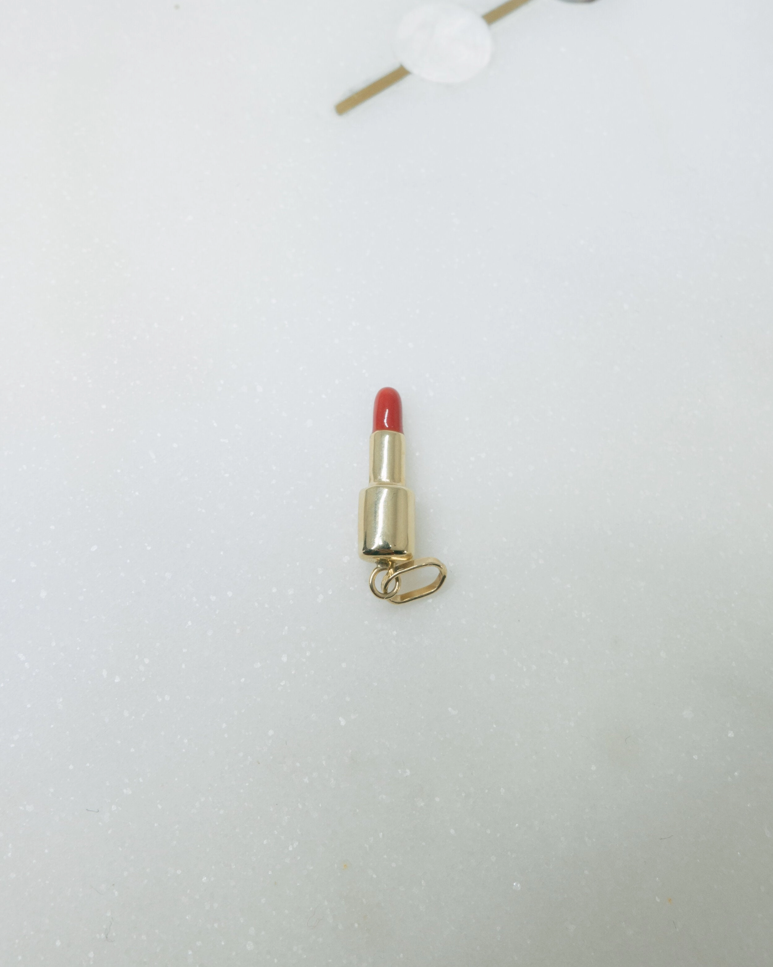 Mini Enamel Red Lipstick Pendant