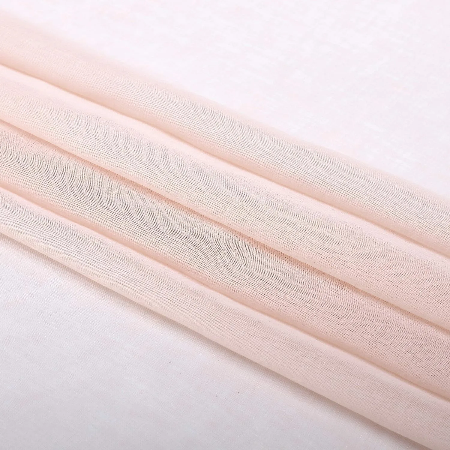 MISS SELECTEX Linen Look Pom Pom Tasseled Sheer Curtains for Living and Bedroom - Rod Pocket Voile Semi-Sheer, Set of 2 Curtain Panels (52 x 63 inch, Blush)
