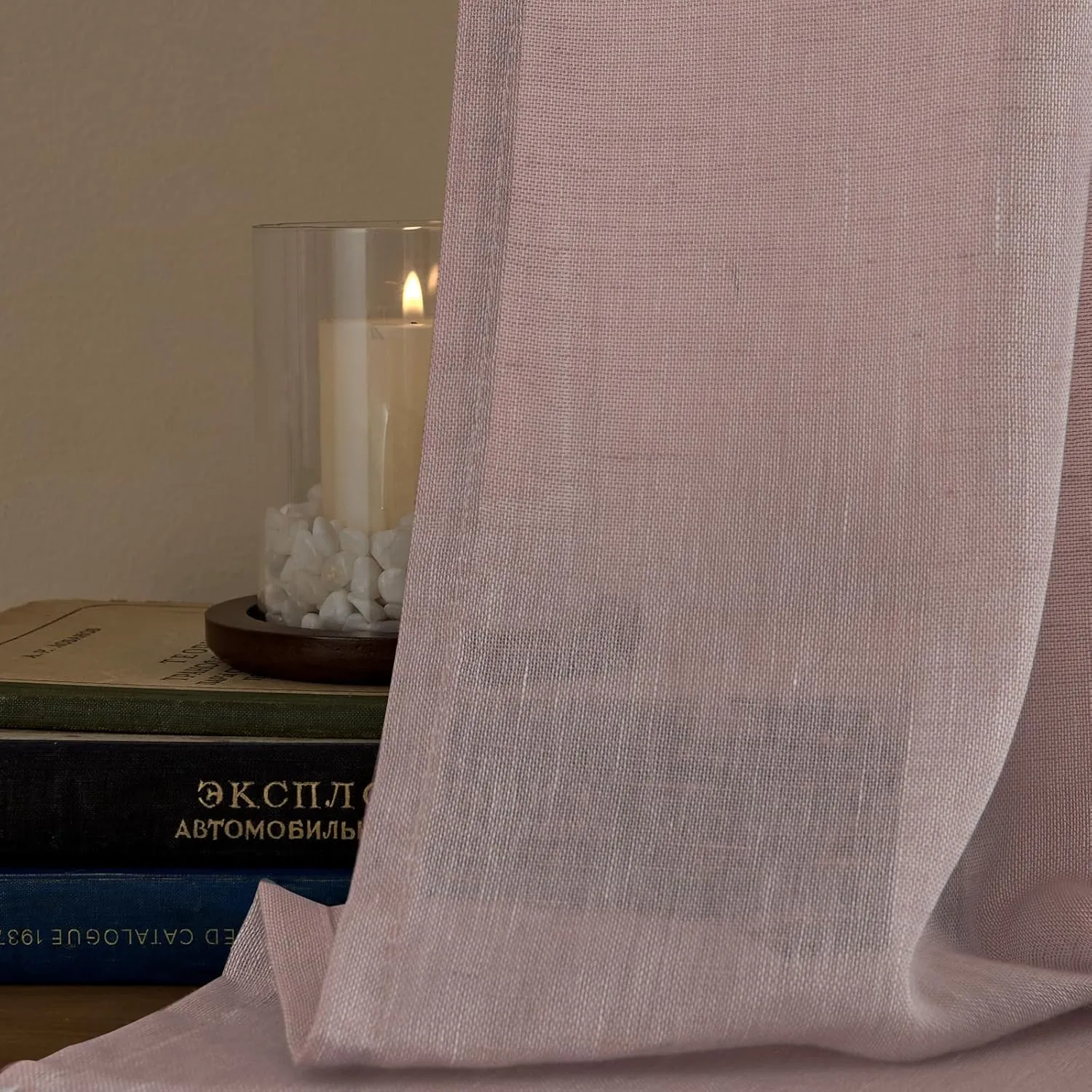 Miss SELETEX Blush Pink Natural Linen Sheer Curtains for Living Room Elegant Solid Window Drapes Grommet Light Filtering Girl Curtains Window Voile Linen Textured Panels for Bedroom 2 Panels 52Wx63L