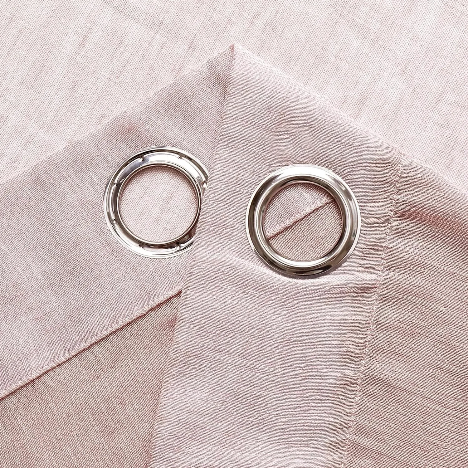 Miss SELETEX Blush Pink Natural Linen Sheer Curtains for Living Room Elegant Solid Window Drapes Grommet Light Filtering Girl Curtains Window Voile Linen Textured Panels for Bedroom 2 Panels 52Wx63L