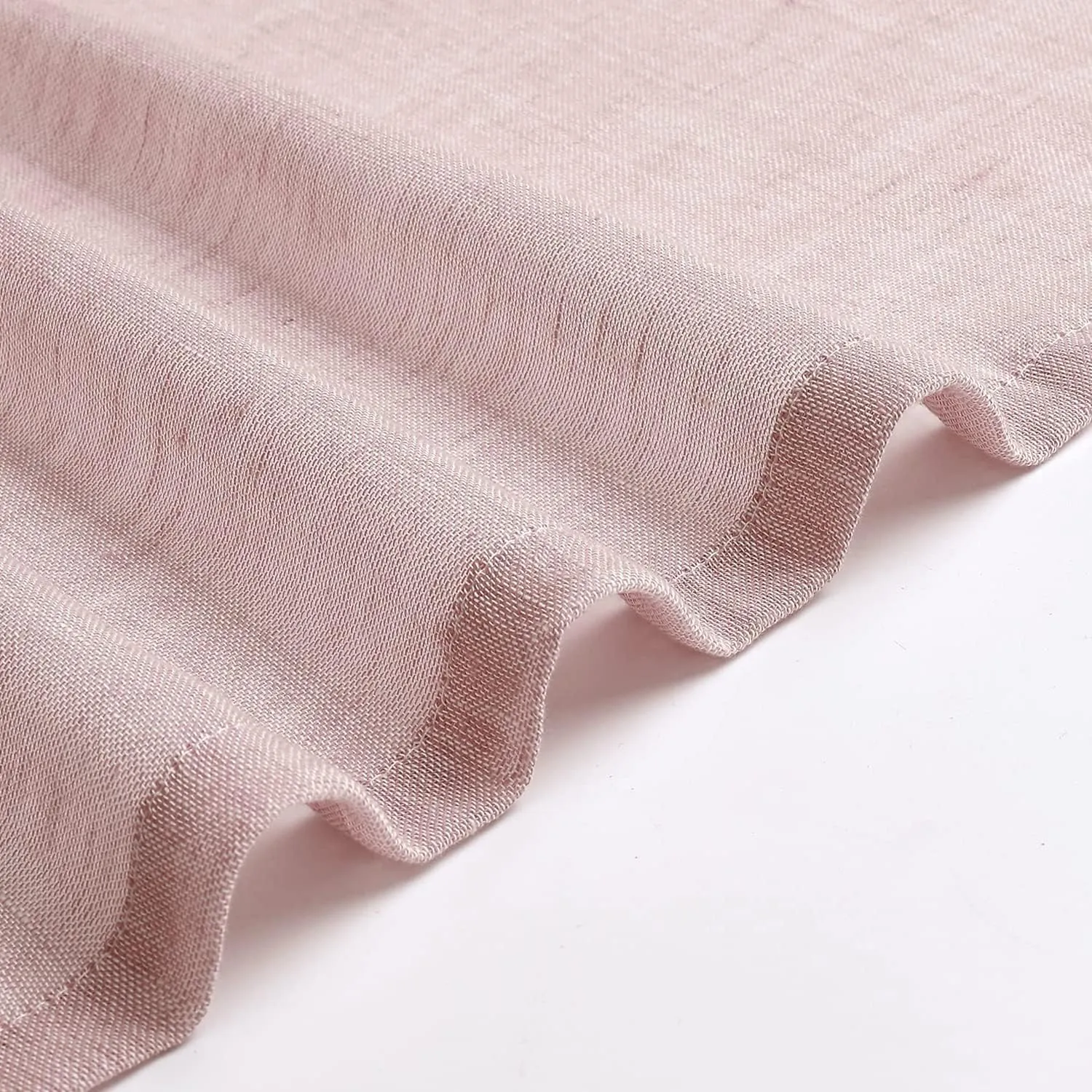 Miss SELETEX Blush Pink Natural Linen Sheer Curtains for Living Room Elegant Solid Window Drapes Grommet Light Filtering Girl Curtains Window Voile Linen Textured Panels for Bedroom 2 Panels 52Wx63L