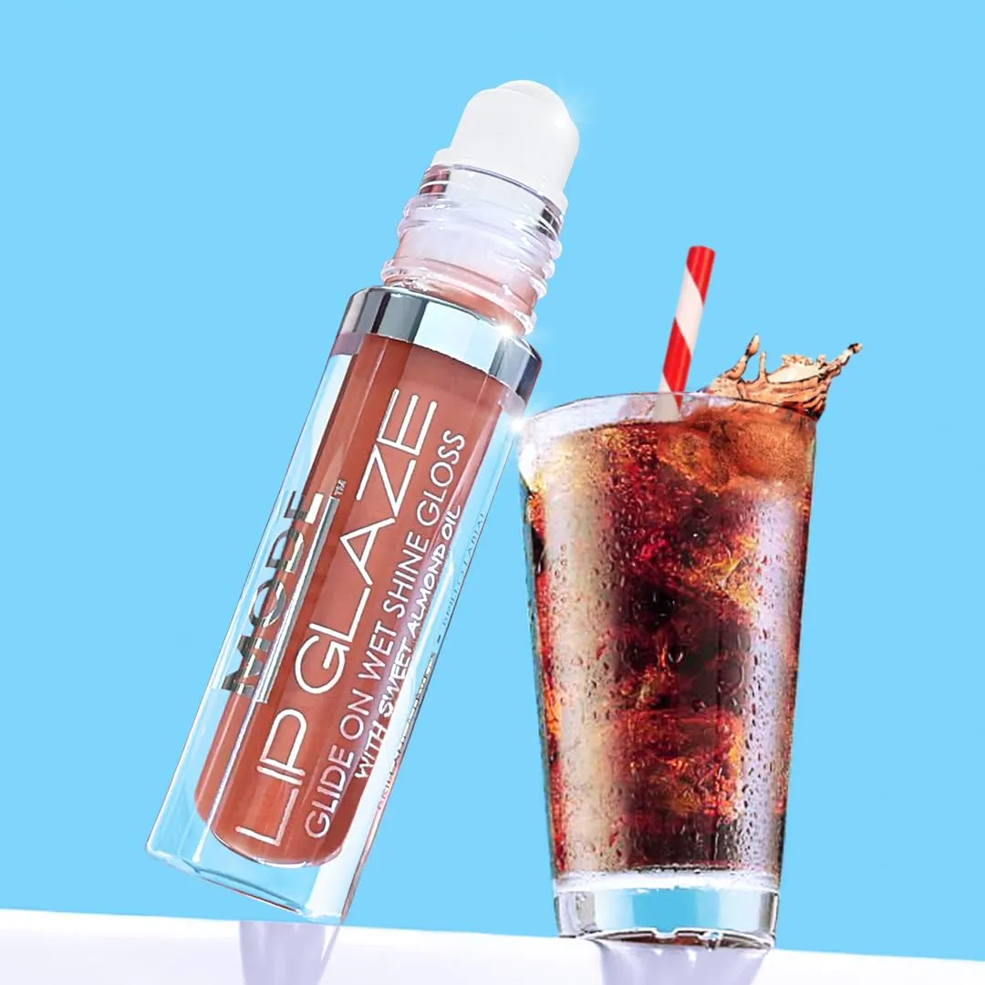 MODE Lip Glaze Flavored Lip Gloss FIZZY COLA POP Delicious Yummy Flavor, Roll On Sweet Wet Nourishing Shine, Hydrating Natural Skincare Fruit Oils, Made in NY USA