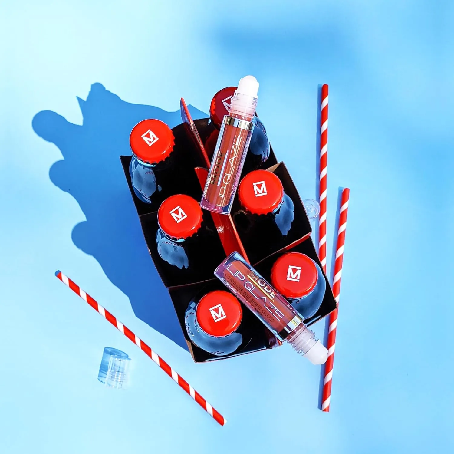 MODE Lip Glaze Flavored Lip Gloss FIZZY COLA POP Delicious Yummy Flavor, Roll On Sweet Wet Nourishing Shine, Hydrating Natural Skincare Fruit Oils, Made in NY USA