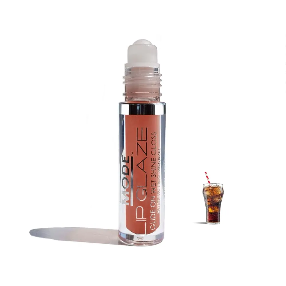 MODE Lip Glaze Flavored Lip Gloss FIZZY COLA POP Delicious Yummy Flavor, Roll On Sweet Wet Nourishing Shine, Hydrating Natural Skincare Fruit Oils, Made in NY USA