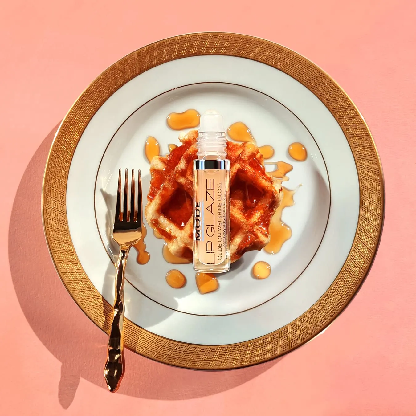 MODE Lip Glaze Flavored Lip Gloss MAPLE DRIZZLED WAFFLE Delicious Flavor, Roll On Sweet Wet Nourishing Shine, Hydrating Natural Skincare Fruit Oils, Made in NY USA