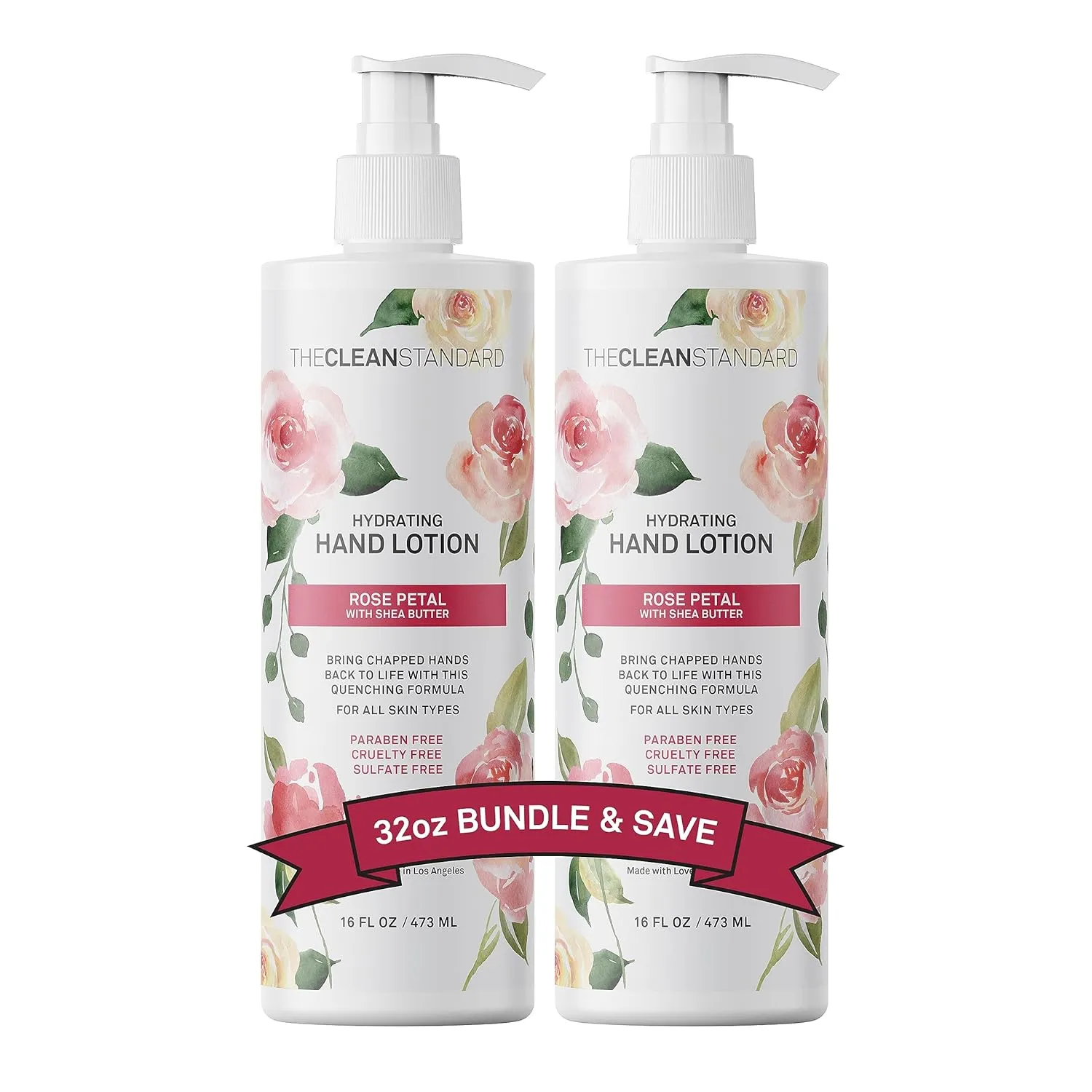 Moisturizing Hand Lotion for Dry Skin and Moisturizer with Shea Butter, Rose Flower Oil | Hydrating Non Greasy Hand Cream Set with Lotion Pump
