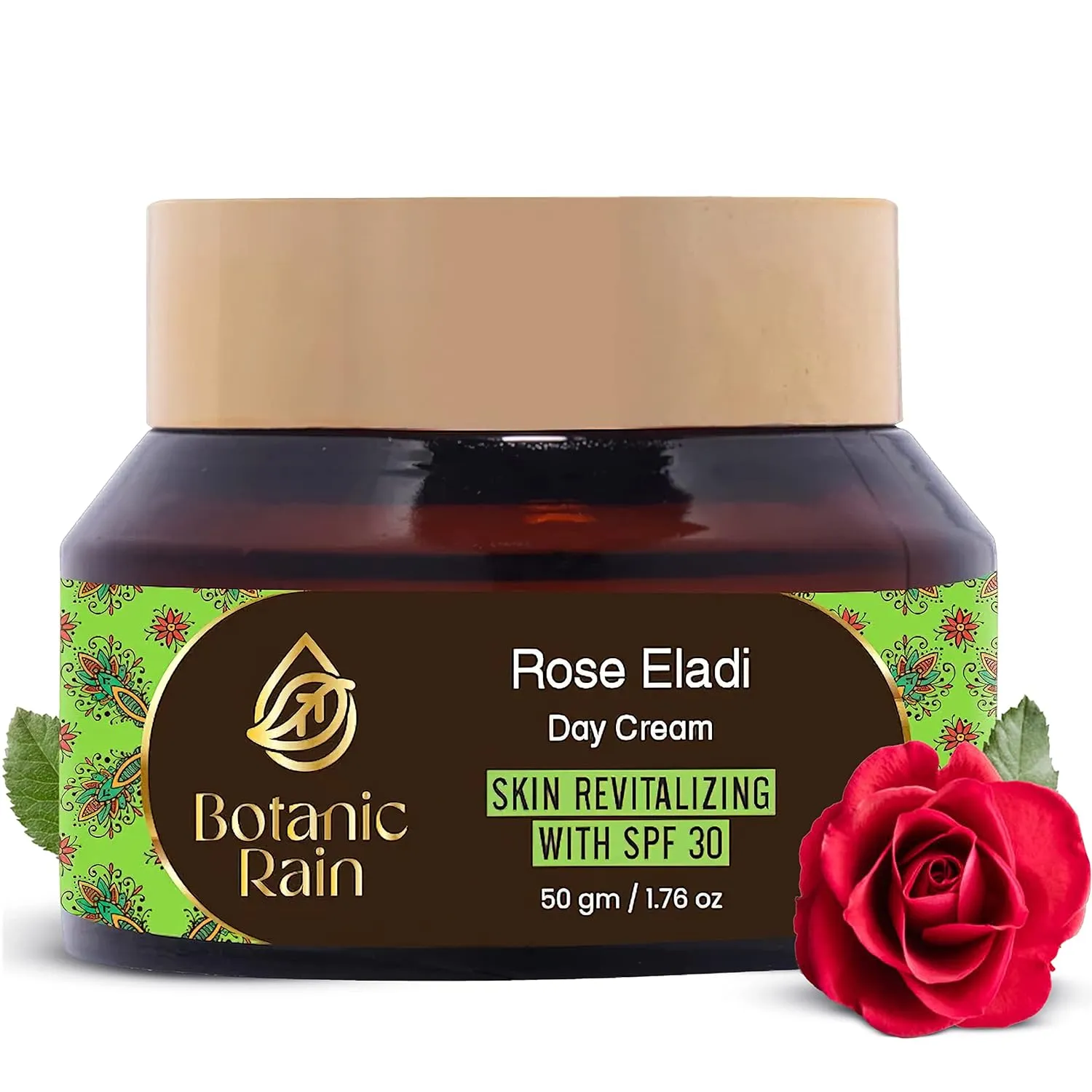 Natural Face Moisturizer With SPF 30 With Rose And Eladi, Organic Sunscreen For Face, Ayurveda Products For Crepey Skin Repair, 1.76 fl oz (Pack of 1)