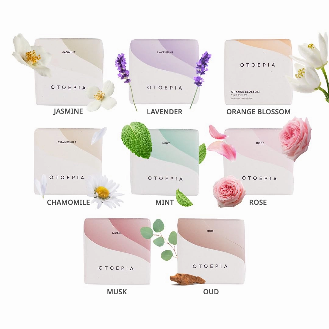 Natural Olive Oil Soap Bars - Orange Blossom Scent Pack of 8 Bars - Moisturizing, Gentle Cleansing - Variety Pack of 8 Scents Available
