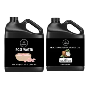 Naturevibe Botanicals Premium Rose Water 32oz and Fractionated Coconut Oil 32oz | Oil Combo.