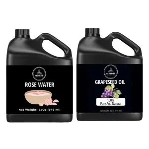 Naturevibe Botanicals Premium Rose Water 32oz and Grapeseed Oil 32oz | Oil Combo.