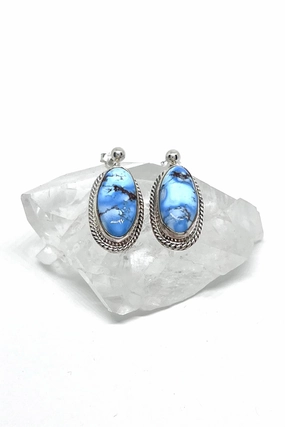 Navajo Randy Boyd Golden Hills Turquoise Sterling Silver Earrings