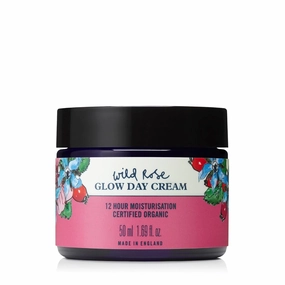 Neal's Yard Wild Rose Glow Day Cream, Hydrating & Revitalizing with Hyaluronic Acid, Moisturizes, Smooths & Plumps, 50 mL