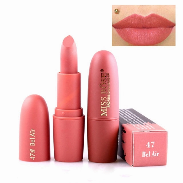 New Fashion Matte Lips Stick Color Cosmetics Long Lasting Pigment Miss Rose Brand Waterproof Shimmer Gold Black Lipstick Makeup