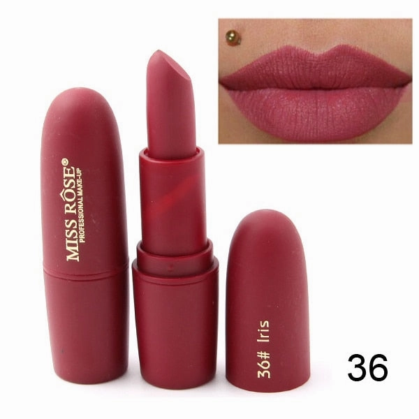 New Fashion Matte Lips Stick Color Cosmetics Long Lasting Pigment Miss Rose Brand Waterproof Shimmer Gold Black Lipstick Makeup