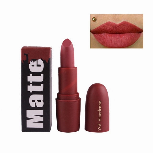 New Fashion Matte Lips Stick Color Cosmetics Long Lasting Pigment Miss Rose Brand Waterproof Shimmer Gold Black Lipstick Makeup