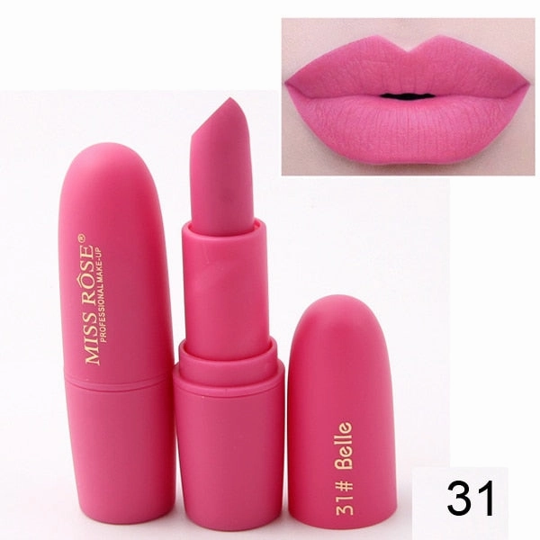 New Fashion Matte Lips Stick Color Cosmetics Long Lasting Pigment Miss Rose Brand Waterproof Shimmer Gold Black Lipstick Makeup