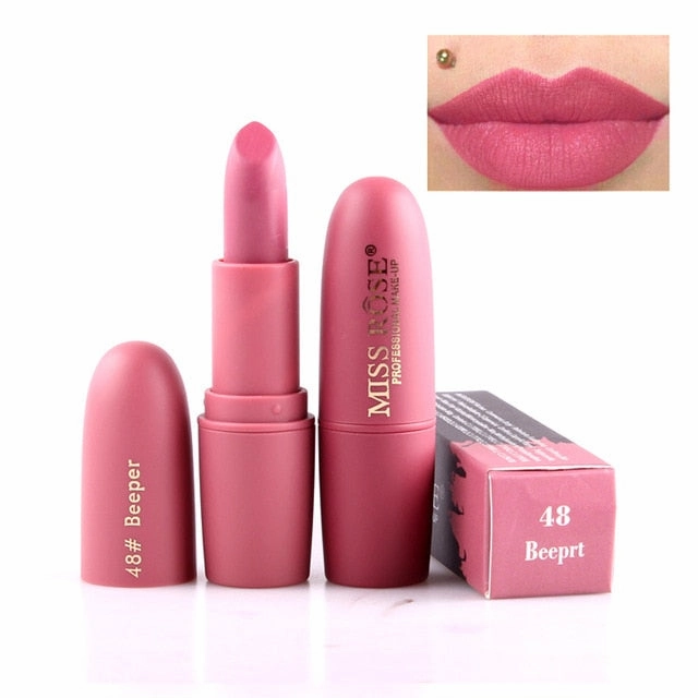 New Fashion Matte Lips Stick Color Cosmetics Long Lasting Pigment Miss Rose Brand Waterproof Shimmer Gold Black Lipstick Makeup