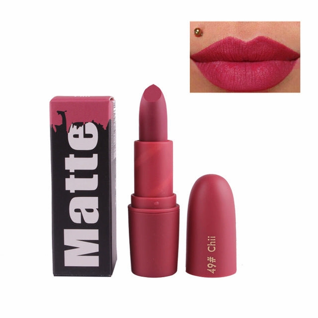 New Fashion Matte Lips Stick Color Cosmetics Long Lasting Pigment Miss Rose Brand Waterproof Shimmer Gold Black Lipstick Makeup