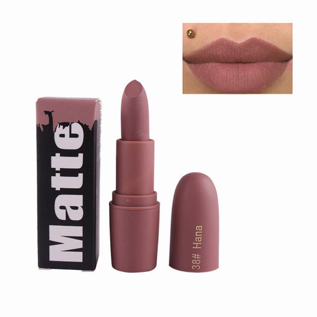 New Fashion Matte Lips Stick Color Cosmetics Long Lasting Pigment Miss Rose Brand Waterproof Shimmer Gold Black Lipstick Makeup