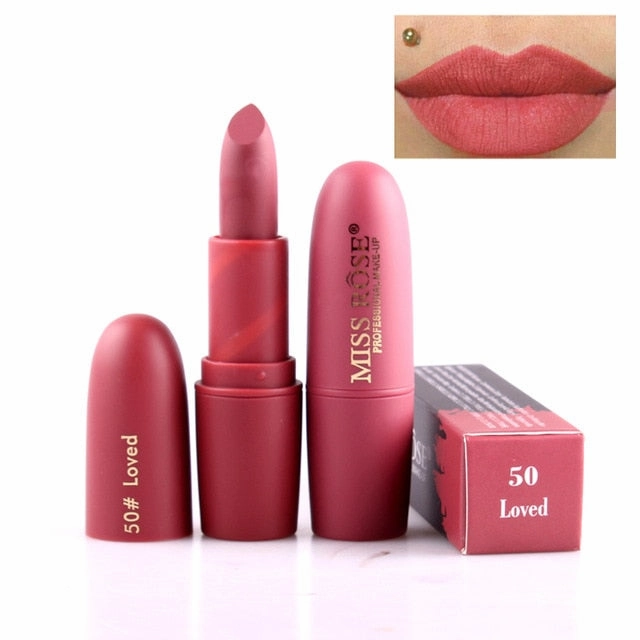 New Fashion Matte Lips Stick Color Cosmetics Long Lasting Pigment Miss Rose Brand Waterproof Shimmer Gold Black Lipstick Makeup