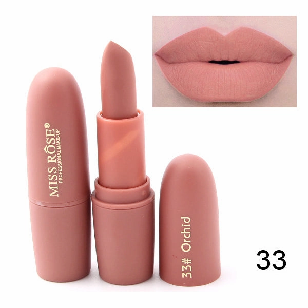 New Fashion Matte Lips Stick Color Cosmetics Long Lasting Pigment Miss Rose Brand Waterproof Shimmer Gold Black Lipstick Makeup