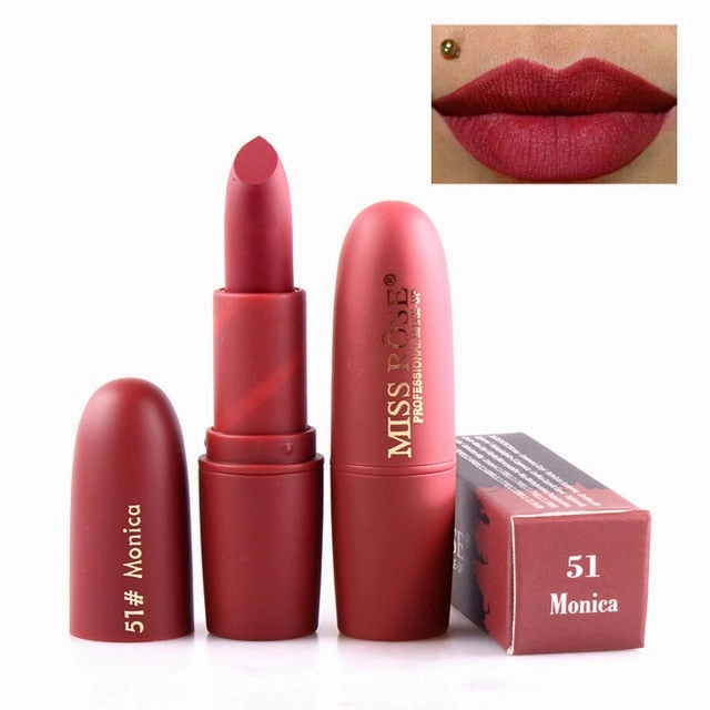 New Fashion Matte Lips Stick Color Cosmetics Long Lasting Pigment Miss Rose Brand Waterproof Shimmer Gold Black Lipstick Makeup